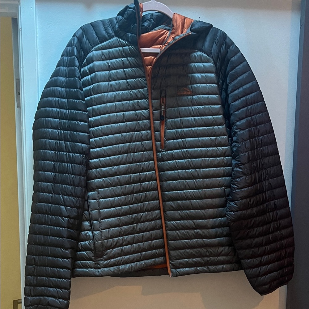 L.L. Bean Black and Orange Puffer Jacket